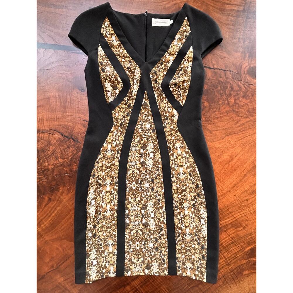 Archival Zimmermann Jewel Print Silk Contour Dress Size S